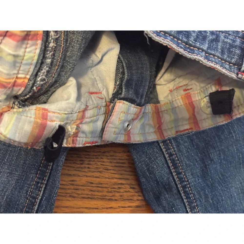 Vintage Gymboree Girls Beaded Flare Jeans Striped Cuffs Size 3 Adjustable Waist